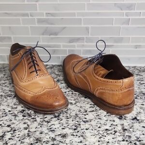 Brown Leather Mercanti Cuoio Wingtip Oxford Dress Shoes sz 10 M made in Italy